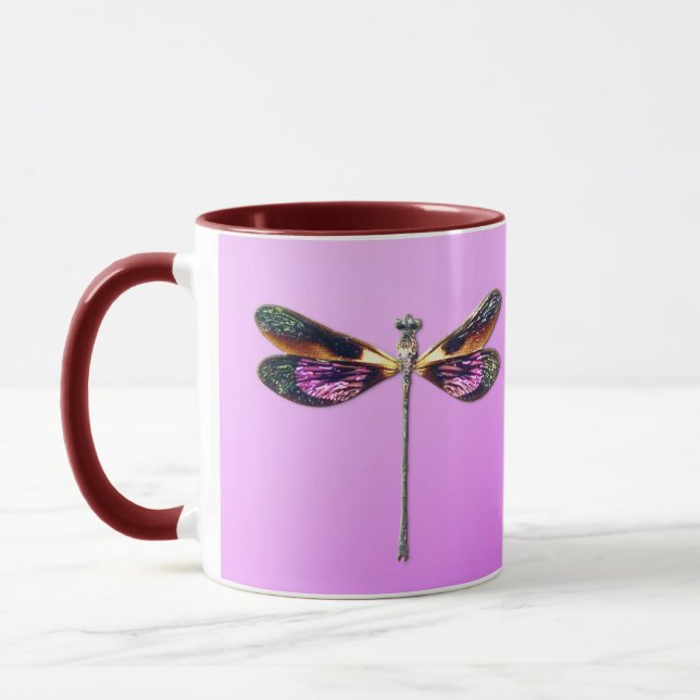 Dragonfly - silver, guld, lila och svart mugg (Vänster)