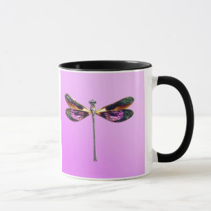 Dragonfly - silver, guld, lila och svart mugg