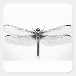 Dragonfly-skjorta av metall fyrkantigt klistermärke