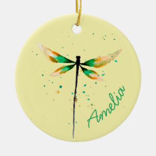 Dragonfly, söt vattenfärgsdesign julgransprydnad keramik