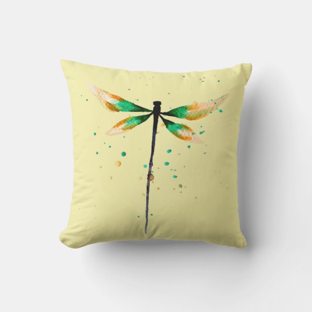 Dragonfly, söt vattenfärgsdesign kudde (Framsida)