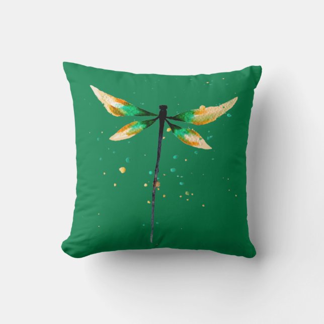 Dragonfly, söt vattenfärgsdesign kudde (Framsida)