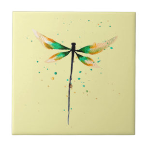 Dragonfly söt vattenfärgsillustration kakelplatta