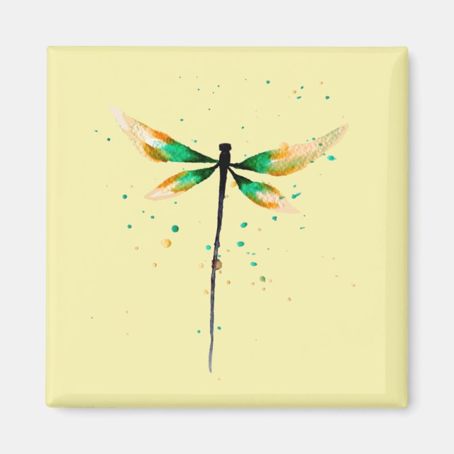 Dragonfly söt vattenfärgsillustration magnet (Framsidan)
