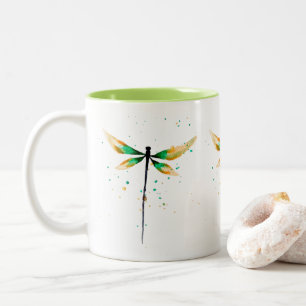 Dragonfly söt vattenfärgsillustration Två-Tonad mugg