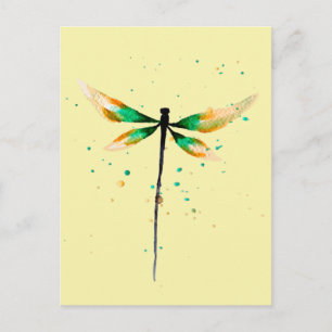 Dragonfly söt vattenfärgsillustration vykort