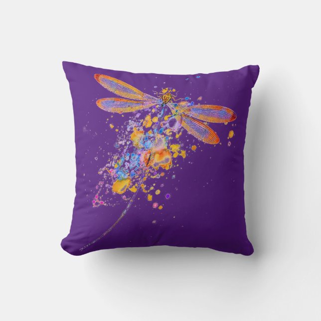 Dragonfly splatter dekorativ kudde (Framsida)