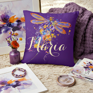 Dragonfly splatter dekorativ kudde