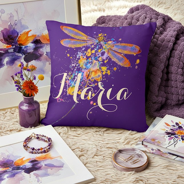 Dragonfly splatter dekorativ kudde (Skapare uppladdad)