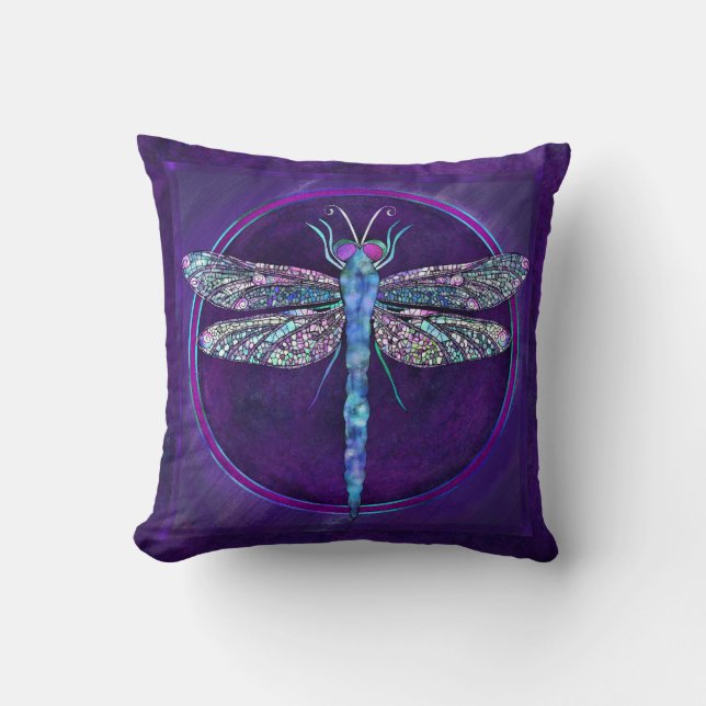 Dragonfly Square Pillow, judiskt tonad, Dreamy Kudde (Framsida)