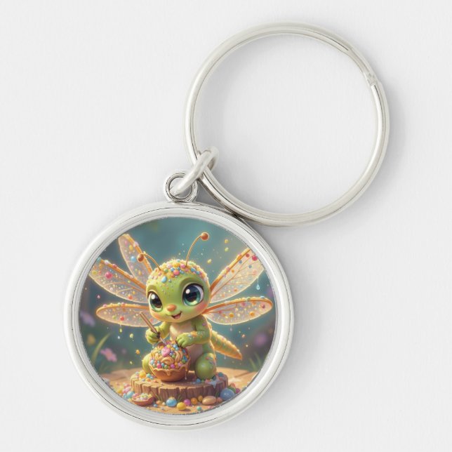 Dragonfly – Star Nectar of the Silent Night.6 Rund Silverfärgad Nyckelring (Framsidan)