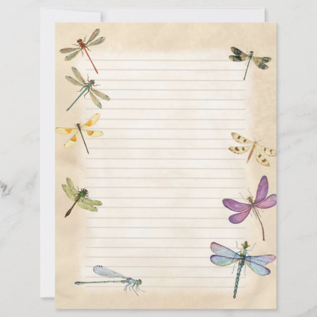Dragonfly Stationery-länkade skrivpapper (Framsida)