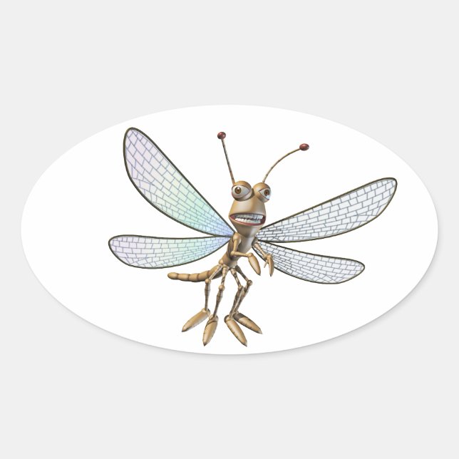 Dragonfly Stickers Ovalt Klistermärke (Framsida)