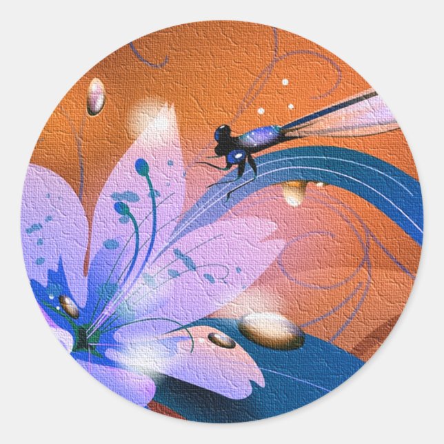 Dragonfly Stickers Runt Klistermärke (Framsida)