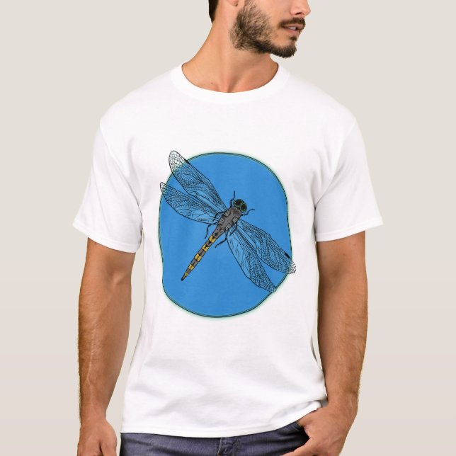 Dragonfly Summer – Light Blue Circle Art T Shirt (Framsida)