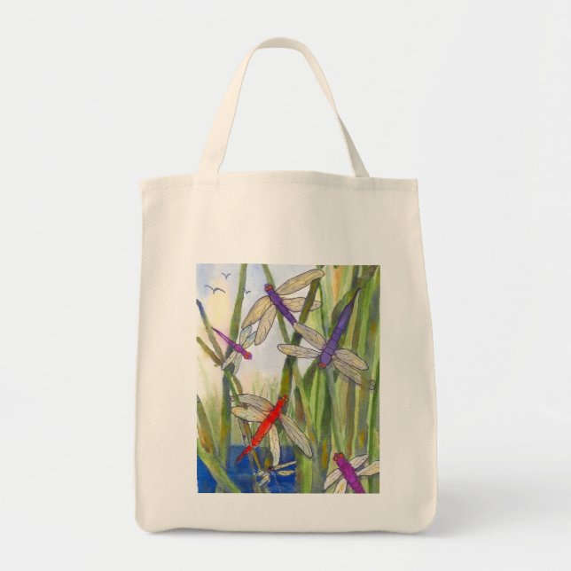 Dragonfly Summer Livsmedel Tote Tygkasse (Framsidan)