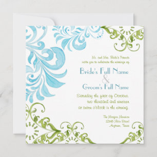 Dragonfly Swirls Rulla Chic Modern Blommigt Inbjud Inbjudningar