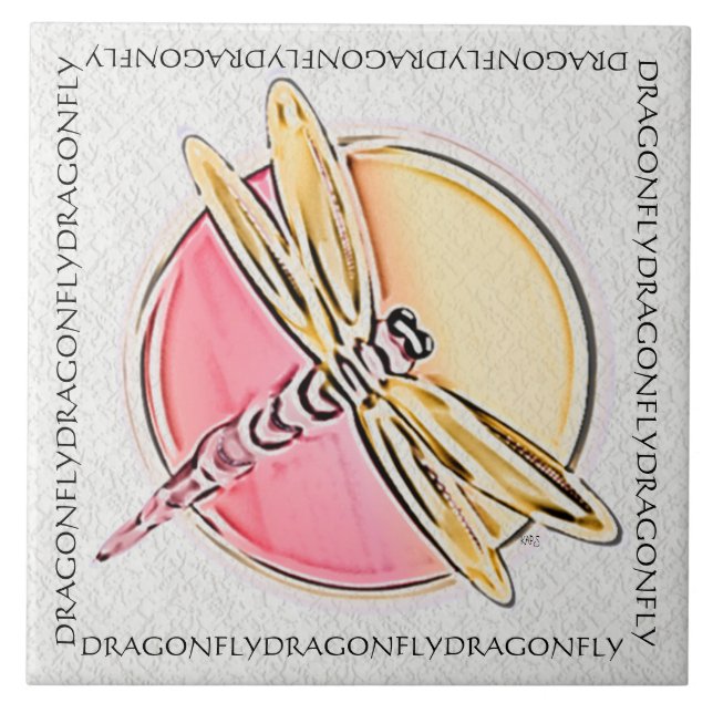 Dragonfly Symbol Rosa Kakelplatta (Framsidan)