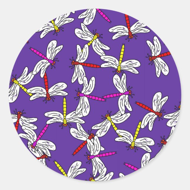 Dragonfly Tapet Runt Klistermärke (Framsida)