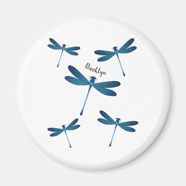 Dragonfly tecknad illustration magnet (Framsidan)