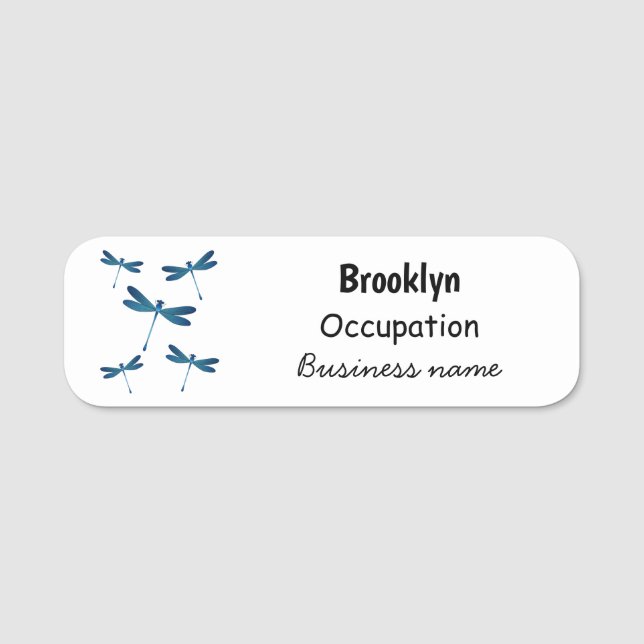Dragonfly tecknad illustration namnbricka (Framsida)