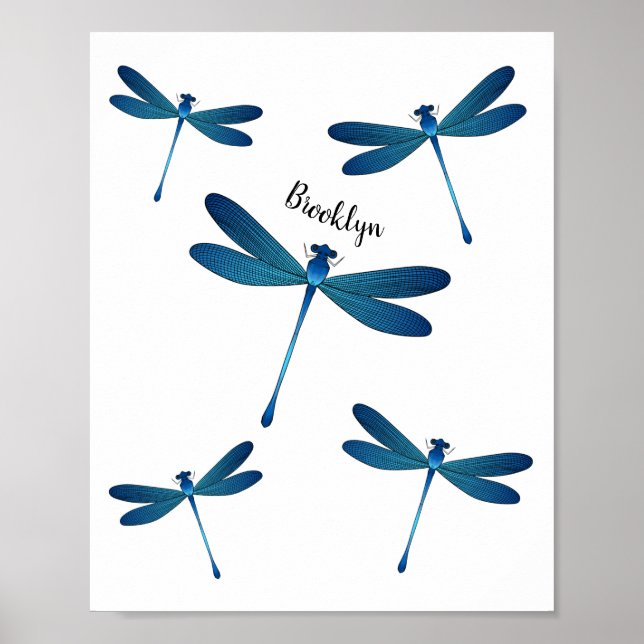 Dragonfly tecknad illustration poster (Framsidan)
