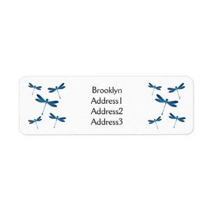 Dragonfly tecknad illustration returadress etikett