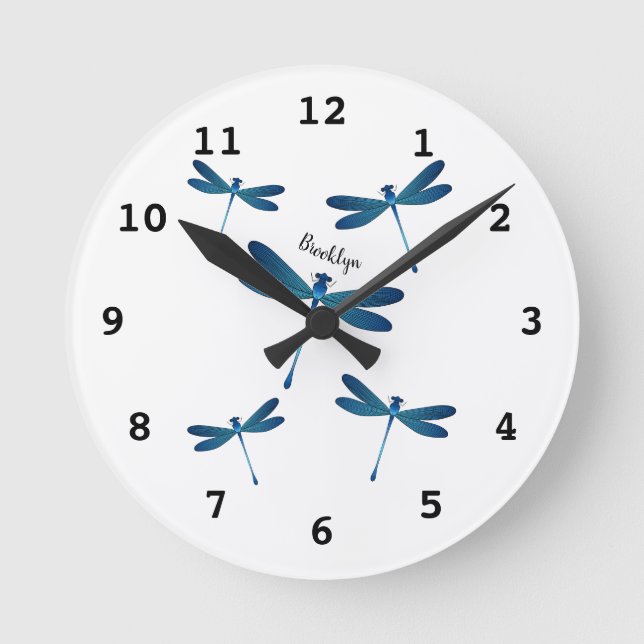 Dragonfly tecknad illustration rund klocka (Framsida)