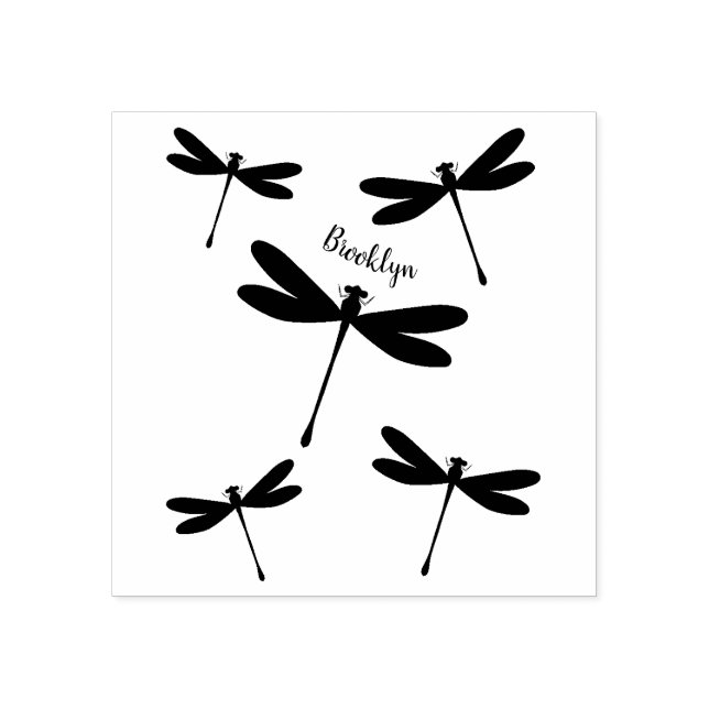 Dragonfly tecknad illustration stämpel (Tryck)