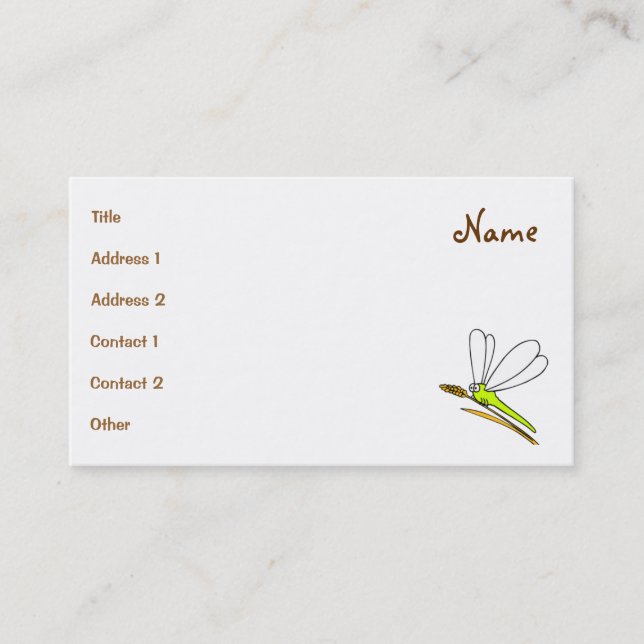 Dragonfly Tecknad Illustration Visitkort (Framsida)