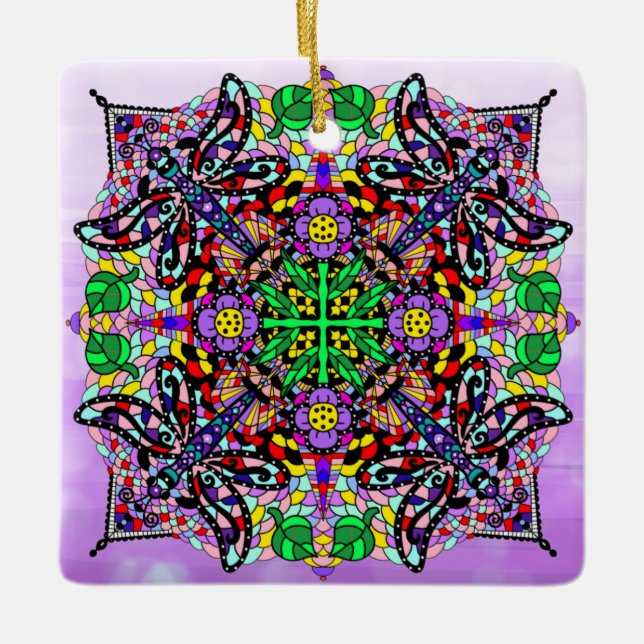 Dragonfly Theld Mandala Colorful Zen Julgransprydnad Keramik (Framsida)