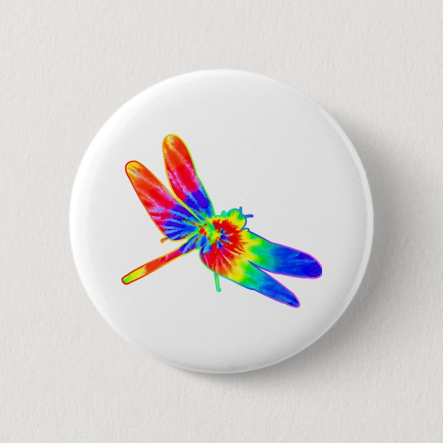 Dragonfly Tie Dye Rainbow Knapp (Framsida)