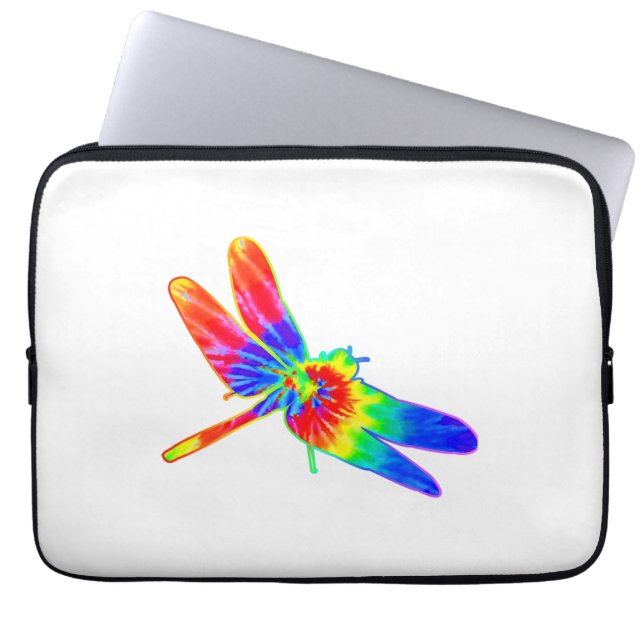 Dragonfly Tie Dye Rainbow Laptop Fodral (Framsidan)