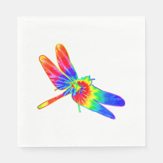 Dragonfly Tie Dye Rainbow Pappersservett (Framsidan)