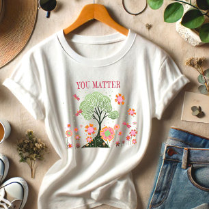 Dragonfly Träd Du Matter Rosa Grönt Inspirief T Shirt