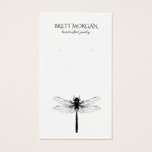 Dragonfly Typography Earring Jewelry Visning Card Visitkort
