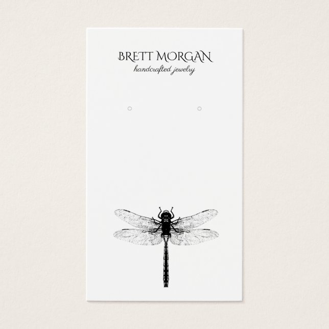 Dragonfly Typography Earring Jewelry Visning Card Visitkort (Framsidan)