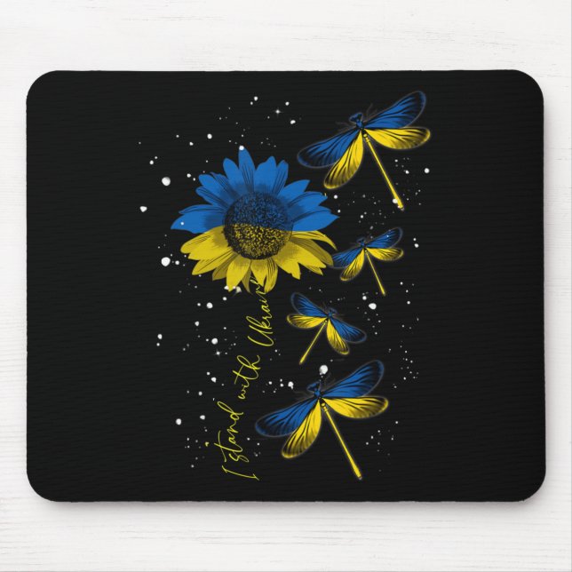Dragonfly Ukraina Solros Flagga stand Wit Musmatta (Framsidan)