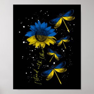 Dragonfly Ukraina Solros Flagga stand Wit Poster