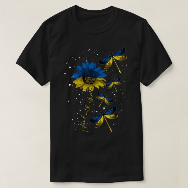 Dragonfly Ukraina Solros Flagga stand Wit T Shirt (Design framsida)