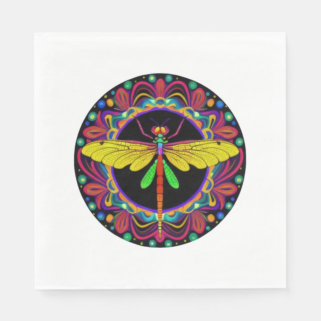 Dragonfly Vacker, färglös och ornat Pappersservett (Framsidan)