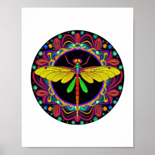 Dragonfly Vacker, färglös och ornat Poster