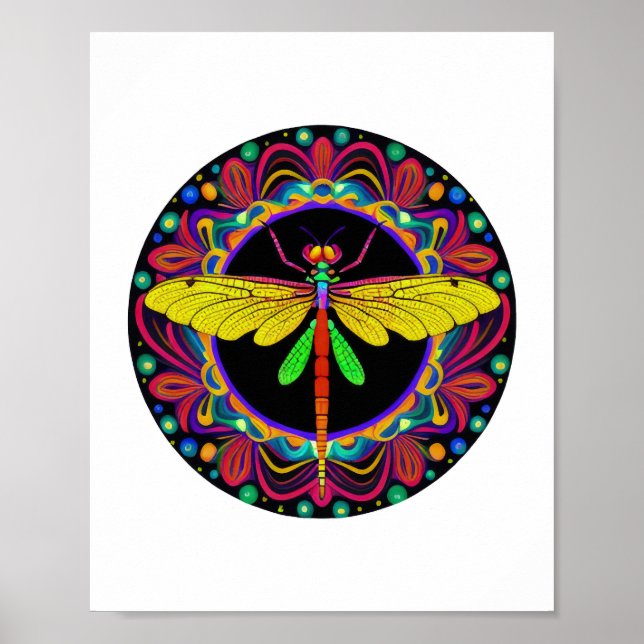 Dragonfly Vacker, färglös och ornat Poster (Framsidan)