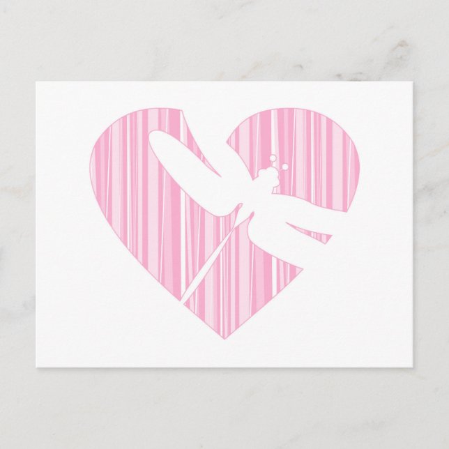 Dragonfly Valentine Heart Helg Vykort (Framsida)