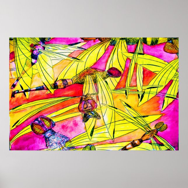 Dragonfly vattenfärgsfärgning poster (Framsidan)