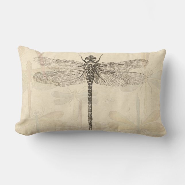 Dragonfly Vintage Antique Classic Nature Lumbarkudde (Framsida)