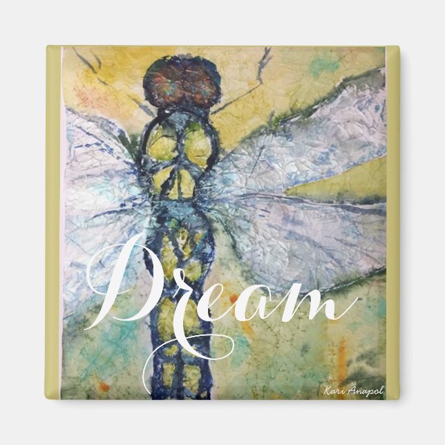 Dragonfly Watercolor Dream Magnet (Framsidan)
