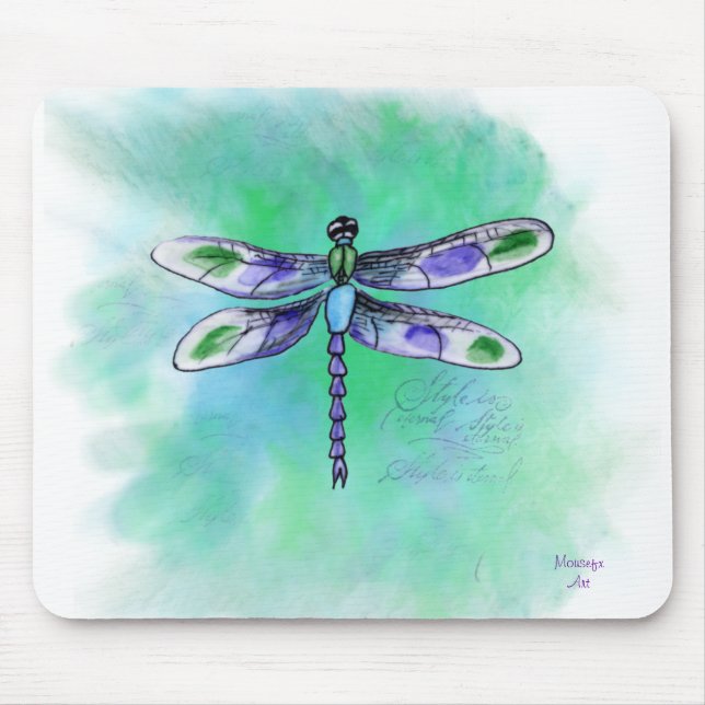 Dragonfly Watercolor Mousepad Musmatta (Framsidan)