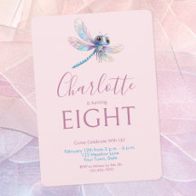 Dragonfly Watercolor Rosa Girl Girl Birthday