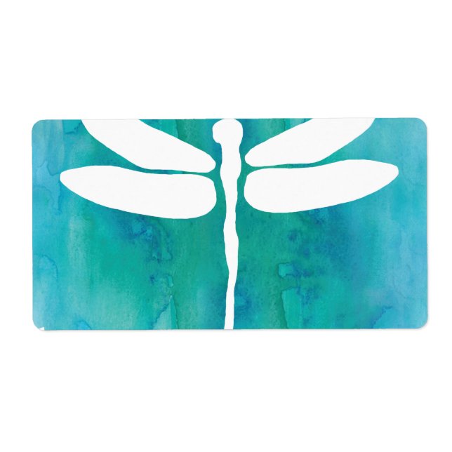 Dragonfly Watercolor White Aqua Blue Dragonflies Fraktsedel (Framsidan)